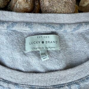 Lucky Brand Gray and Blue Leopard Print Sweatshirt